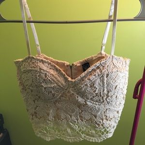 White lace crop top